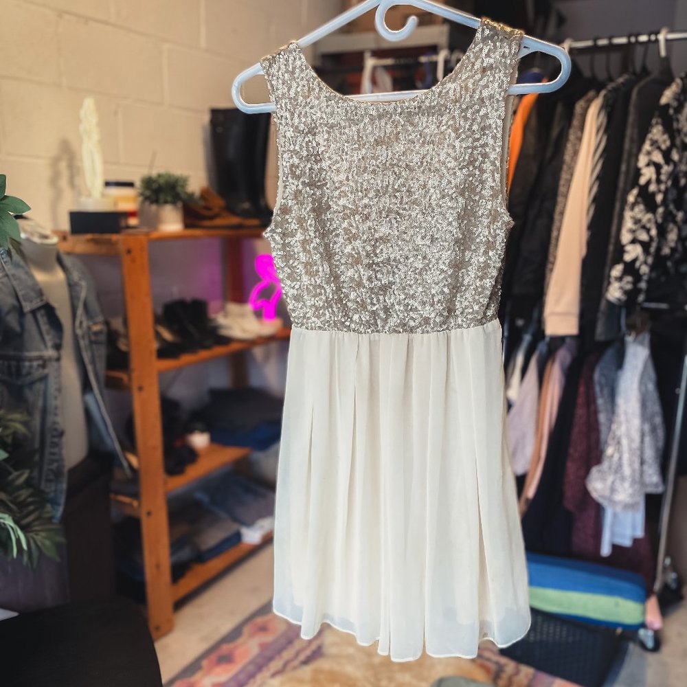 Gold & Cream Sequin Dress